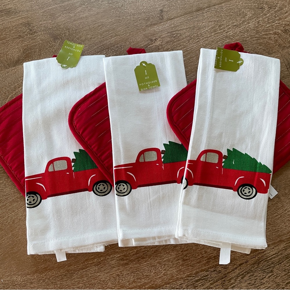 Target Red Truck Kitchen Christmas Dish Towel Potholder